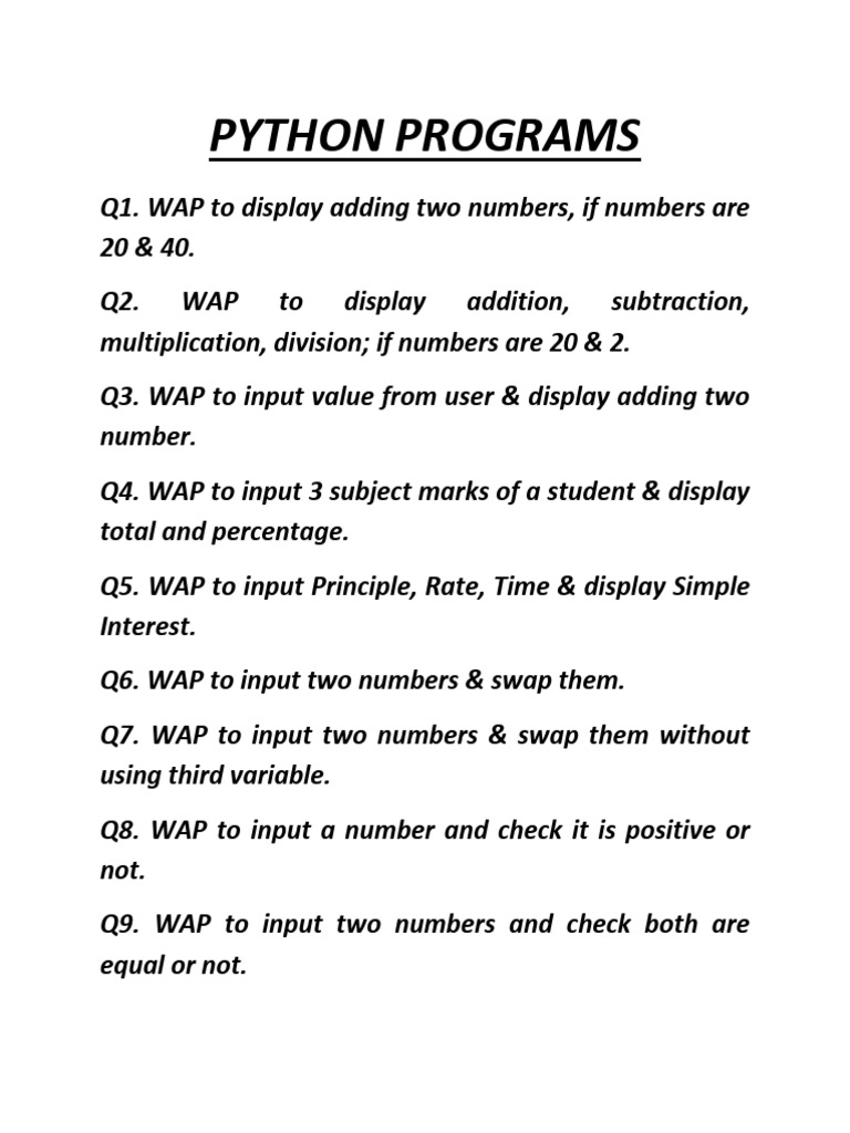 Python Programs Intermediate Level