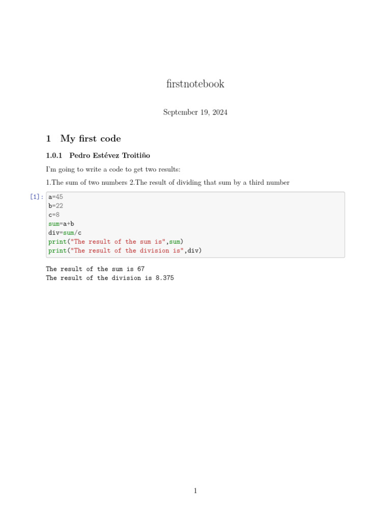First Notebook | PDF