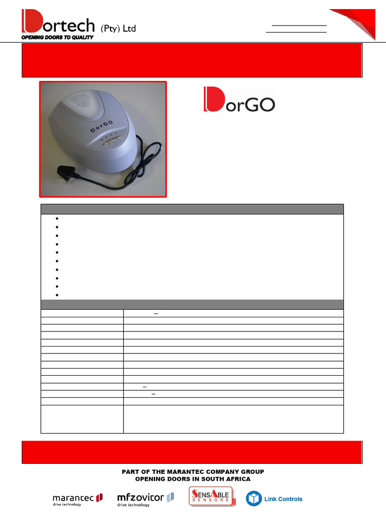 DorGO 800 Garage Door Operator Manual | PDF | Power (Physics ...