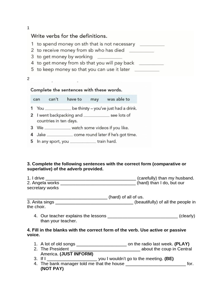 Adverb and Verb Form Exercises | PDF