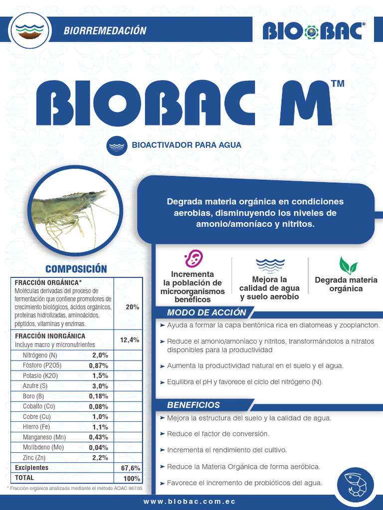 Bioactivador BIOBAC M para Agua | PDF | Agua | Molibdeno