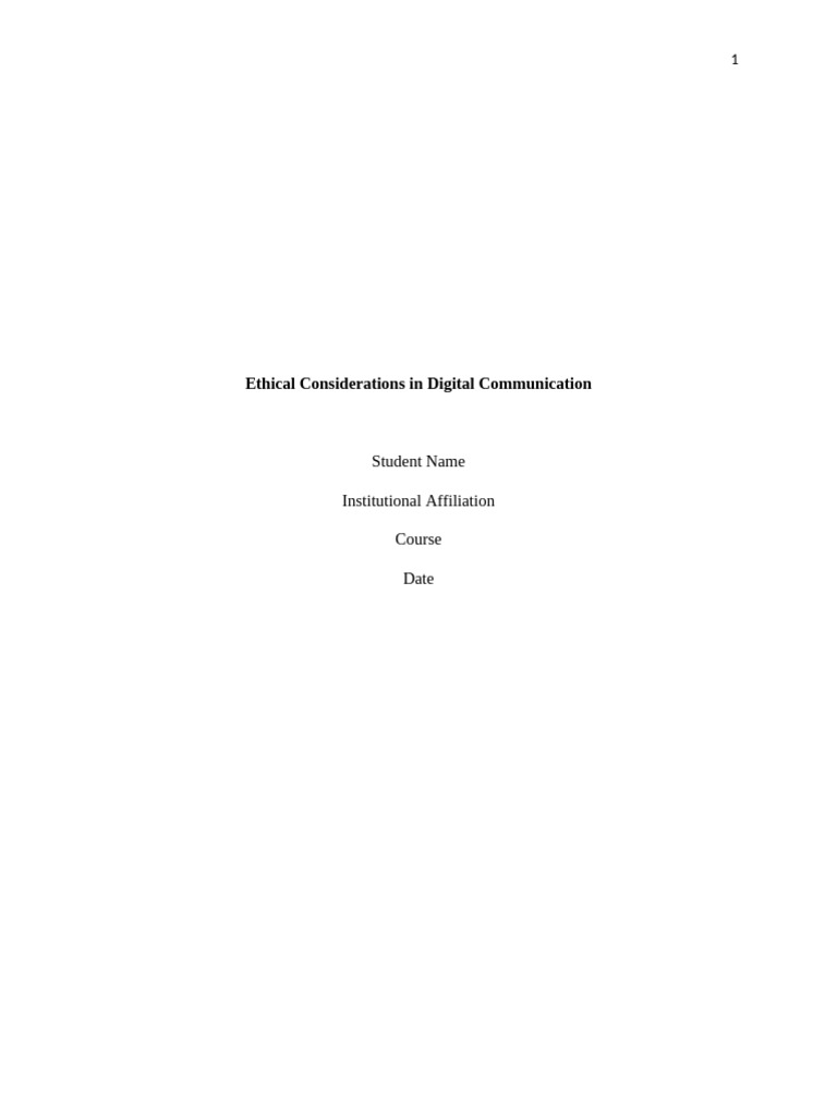 Ethical Considerations in Digital Communication | PDF | Communication ...