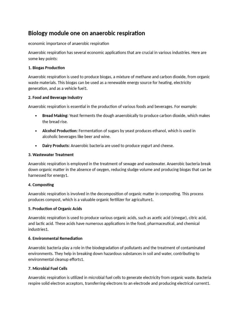 Biology Module One On Anaerobic Respiration | PDF