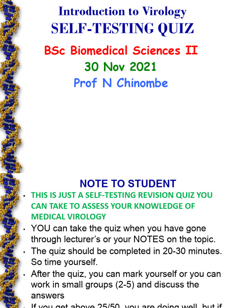 Introduction To Virology BSC Biomedical Sciences Revision Self-Testing ...