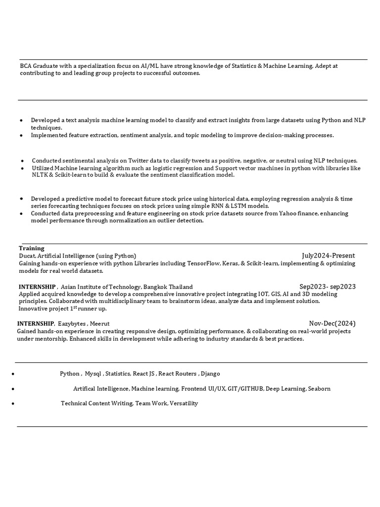 RESUME HARSH -AI | PDF | Machine Learning | Artificial Intelligence