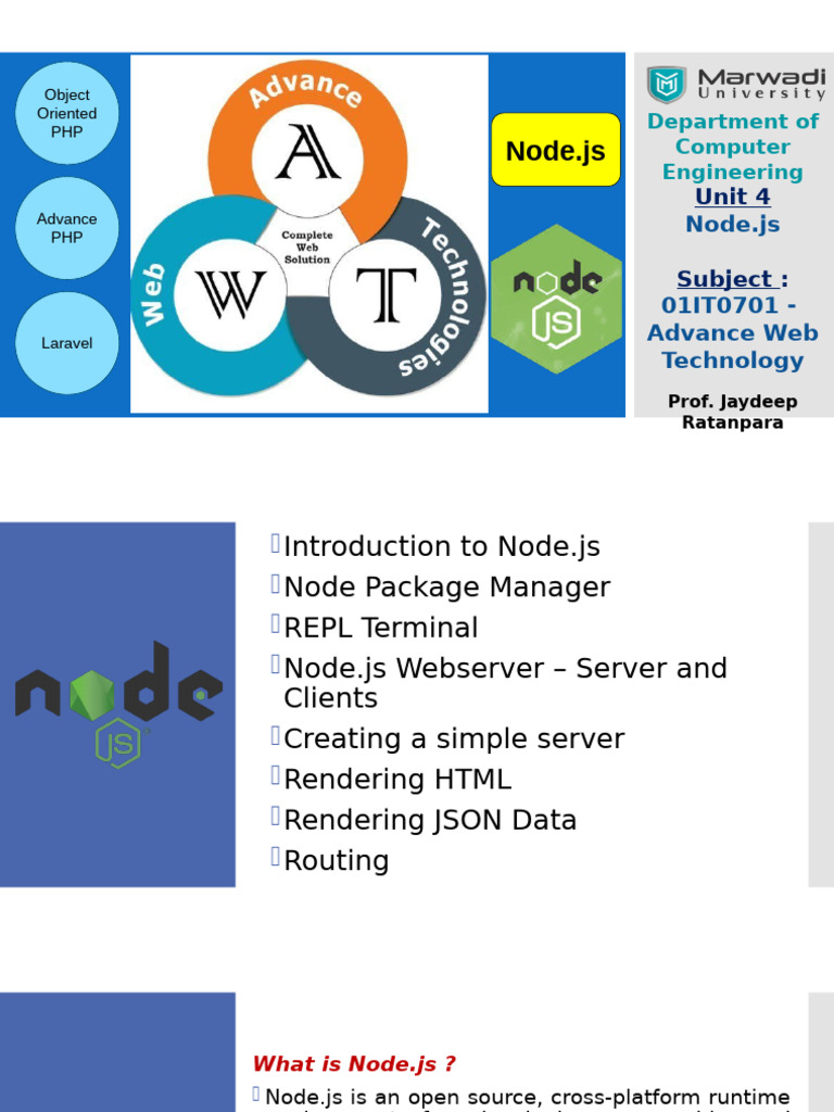 AWT Chapter4Nodejspptx 2023 09 27 12 11 10 | PDF | Java Script ...