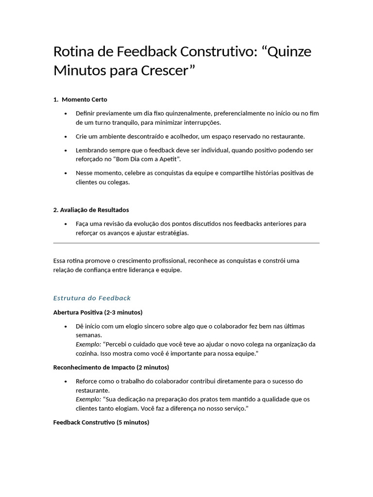 Feedback Construtivo em 15 Minutos | PDF