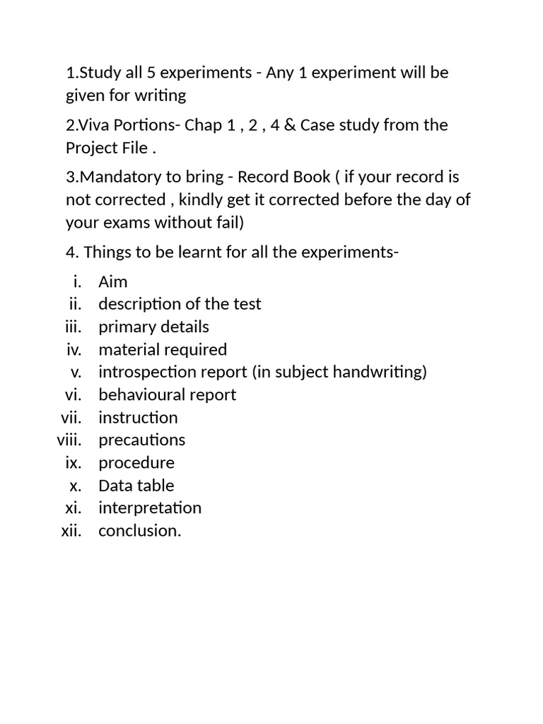 Psychology Practical Instructions | PDF