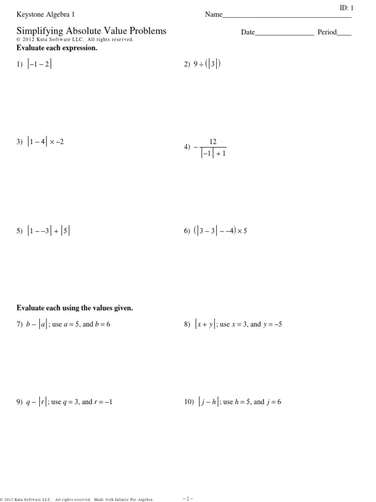 Simplifying Absolute Value Expressions | PDF | Algebra | Mathematics