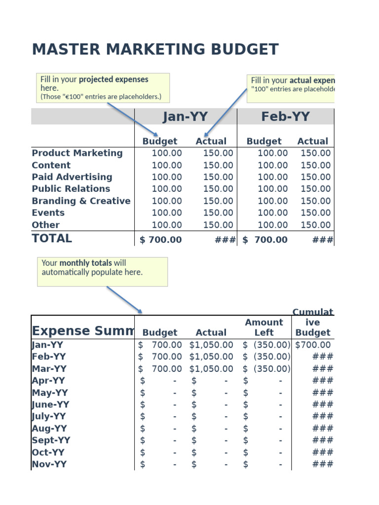 Marketing Budget Overview Template | PDF