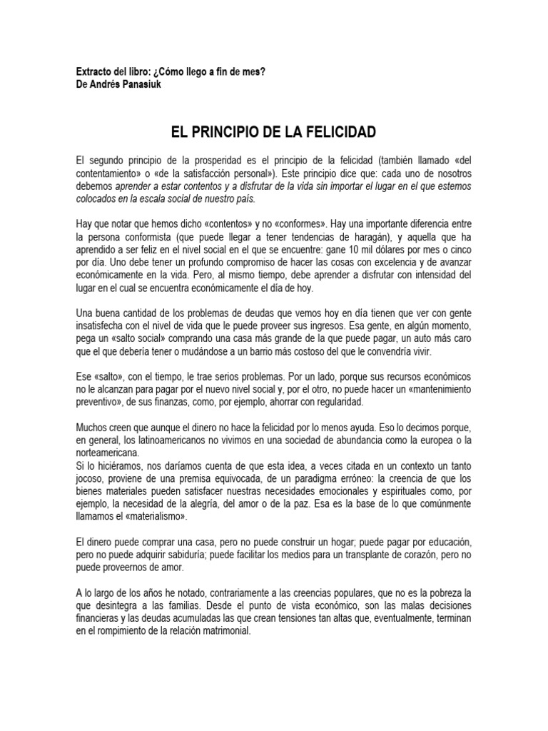 El Principio de la Felicidad | PDF | Felicidad | Amor