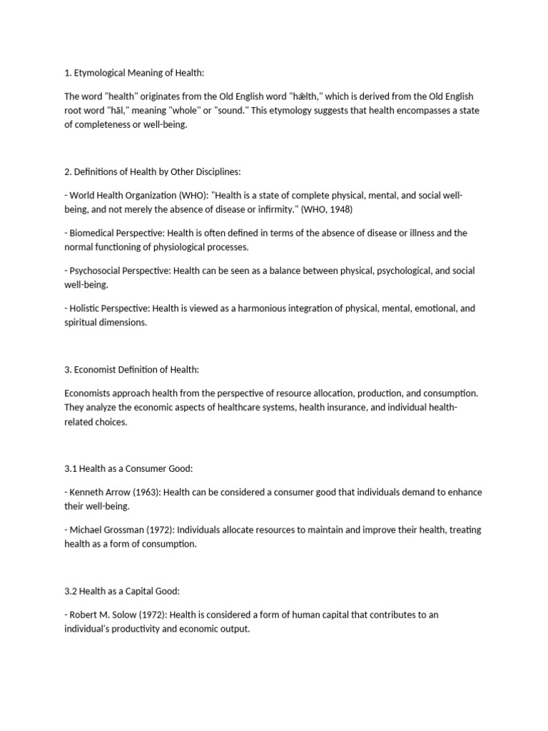 Health and Education: Definitions Explained | PDF | Economics | Capital ...