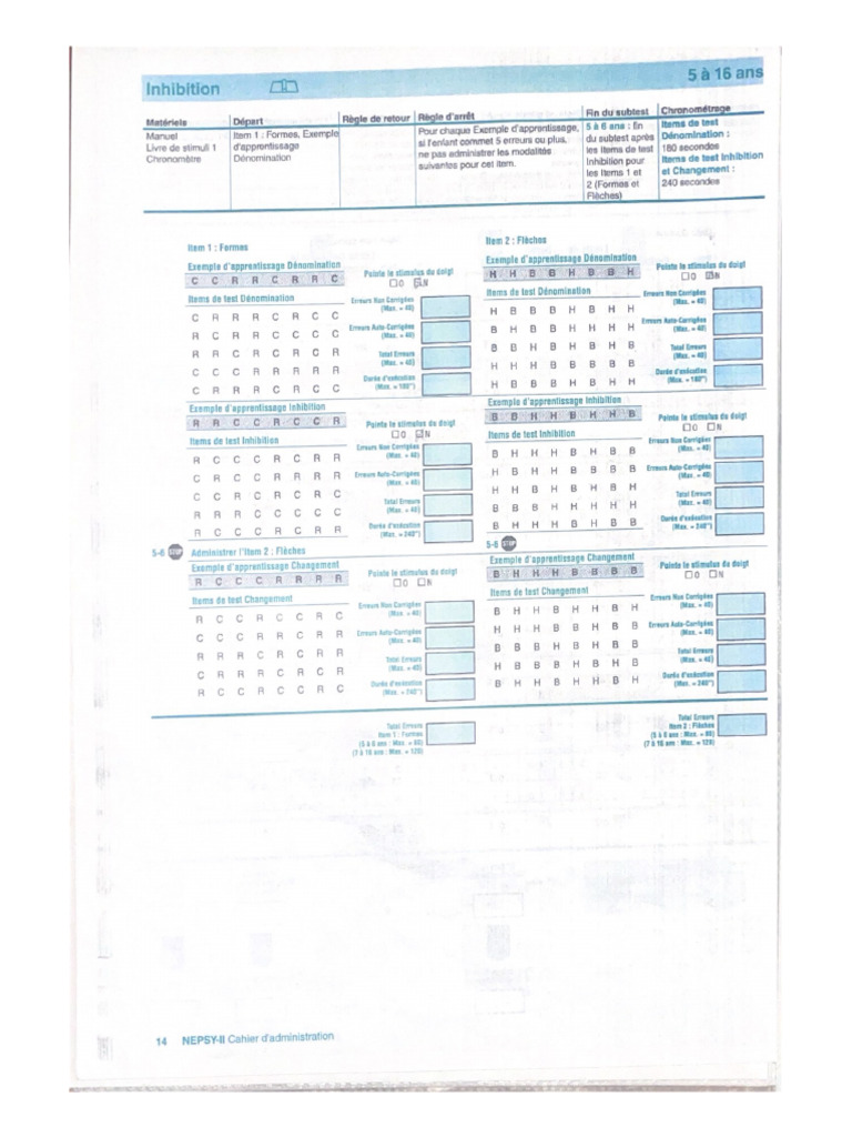 Inhibition Nepsy | PDF