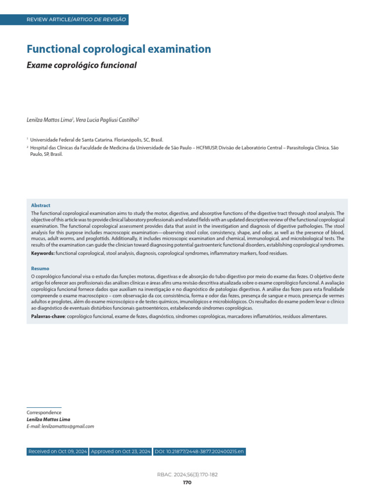 Functional Coprological Examination Guide | PDF | Human Feces | Dietary ...