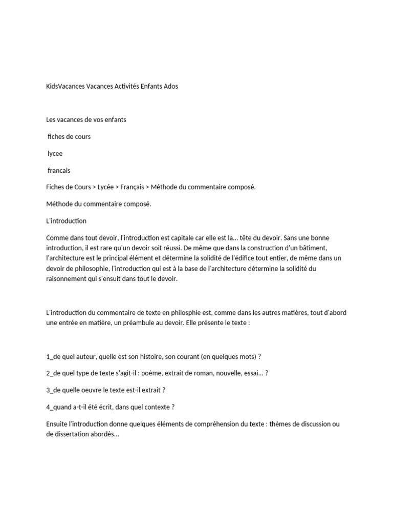Méthodologie du Commentaire Composé | PDF