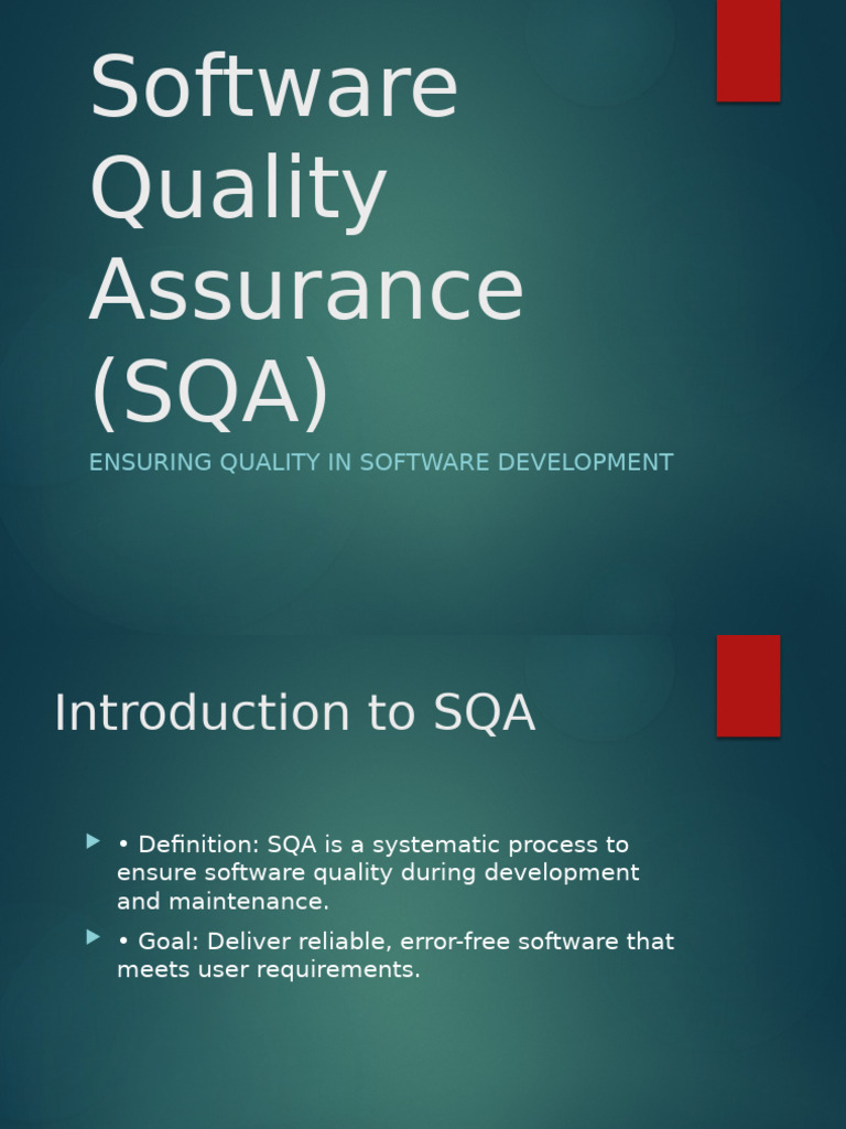 SQA: Ensuring Software Quality Standards | PDF