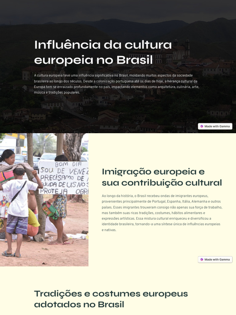 Influencia Da Cultura Europeia No Brasil | PDF | Brasil | Europa
