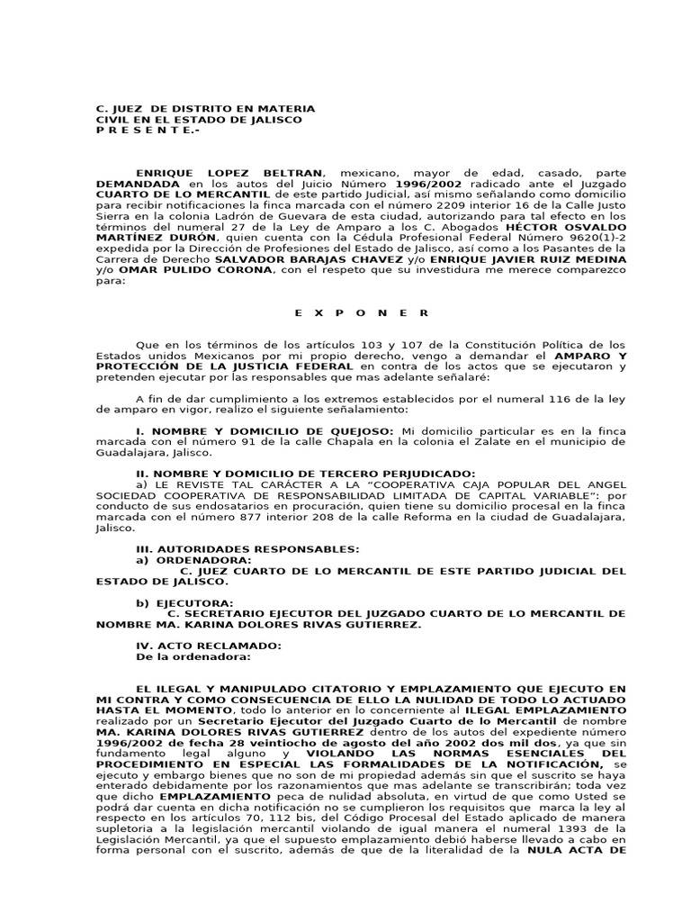 Amparo contra citatorio ilegal en Jalisco | PDF | Caso de ley | Ley ...