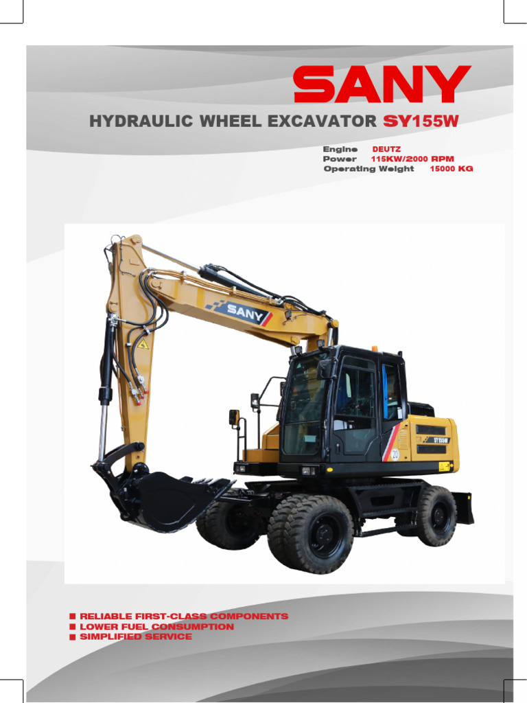 SANY SY155W Excavator Specifications | PDF