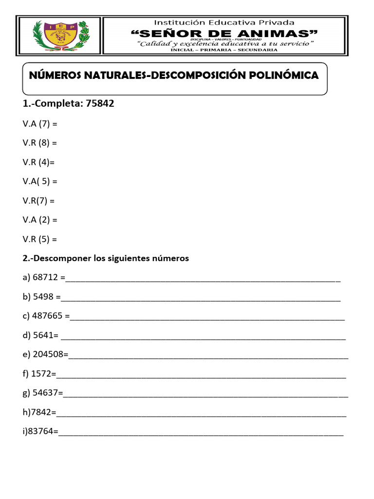 Descomposición De Números Naturales Pdf 