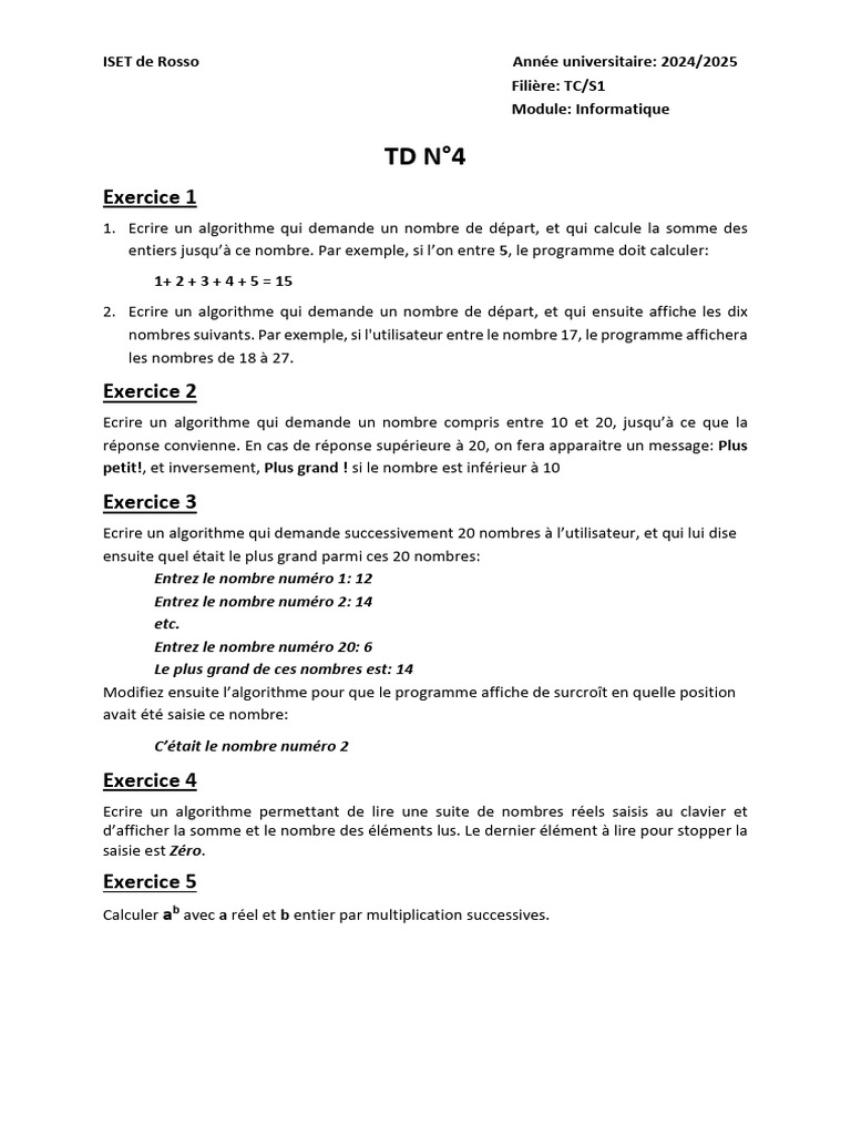 Algorithmes de base en informatique 2024 | PDF | Nombre premier ...