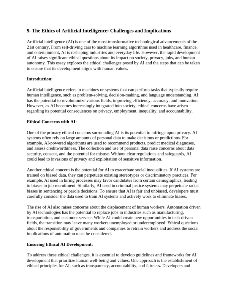 Ethical Challenges of Artificial Intelligence | PDF | Artificial ...