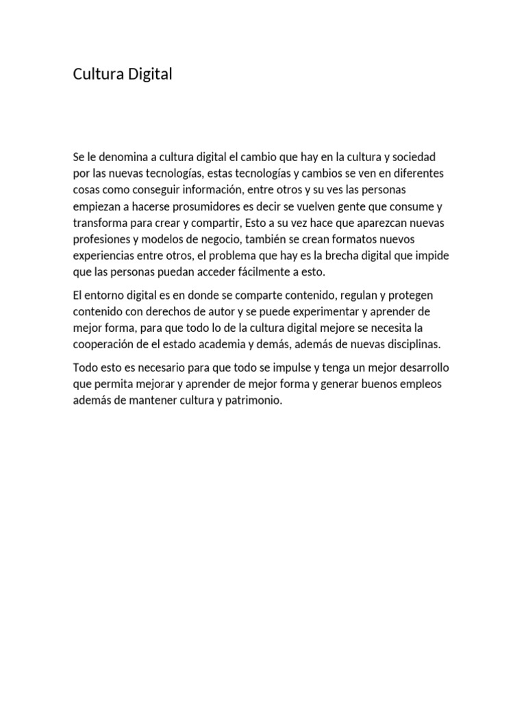 Impacto de la Cultura Digital en la Sociedad | PDF
