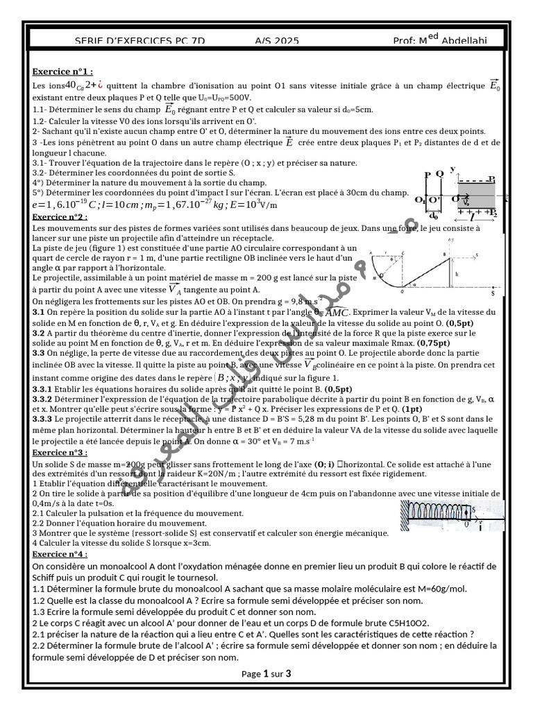 Calculs de mouvements et réactions chimiques | PDF | Équilibre chimique ...