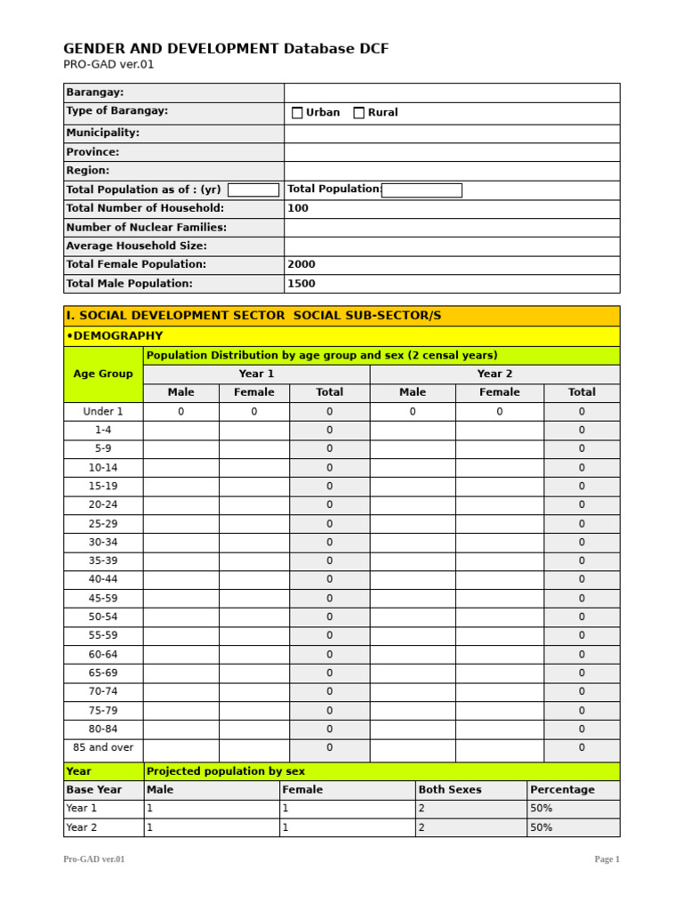 347125907 GAD Database DCF | PDF | Social Protection | Emergency Management