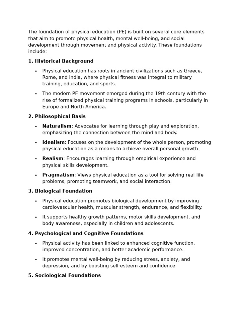 Foundations of Physical Education Explained | PDF | Physical Education ...