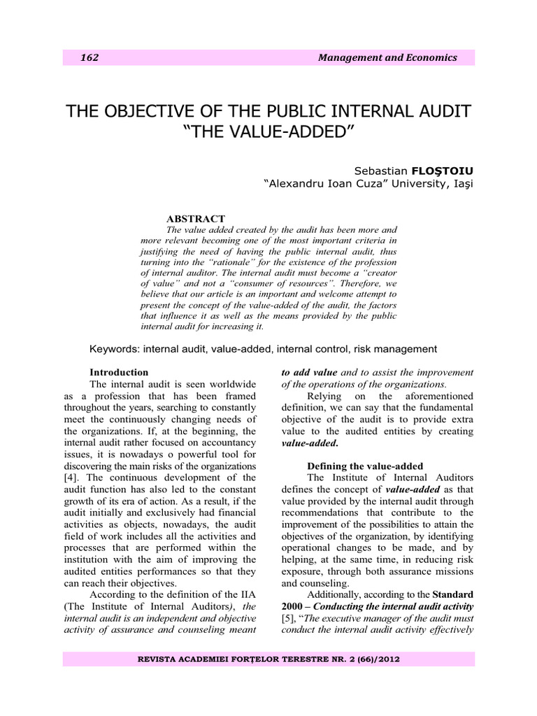 Value-Added in Public Internal Audit | PDF | Internal Audit | Audit