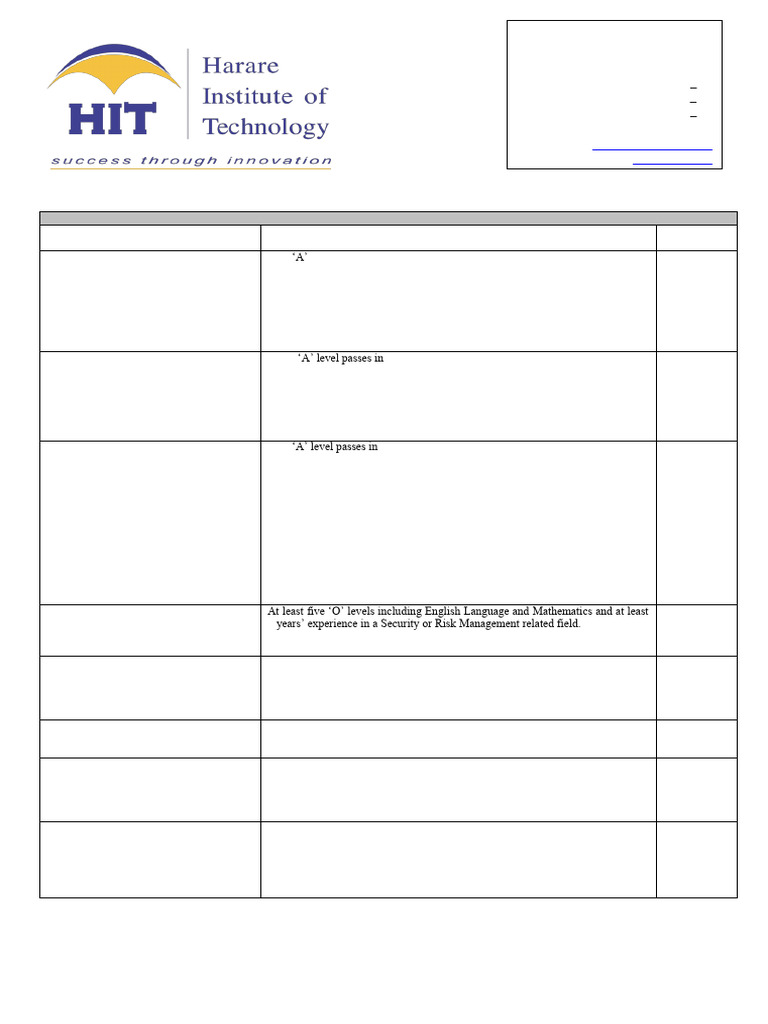 Entry Requirements for HIT Programs | PDF | Bachelor's Degree ...
