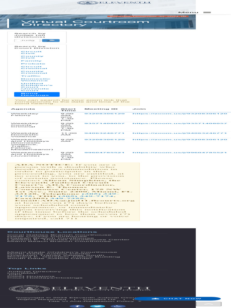 Virtual Courtroom Directory | PDF | Courthouse | Miami Dade County