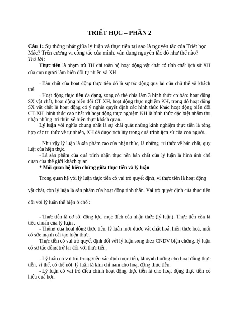 2.DE CUONG ON THI - TRIET HOC | PDF