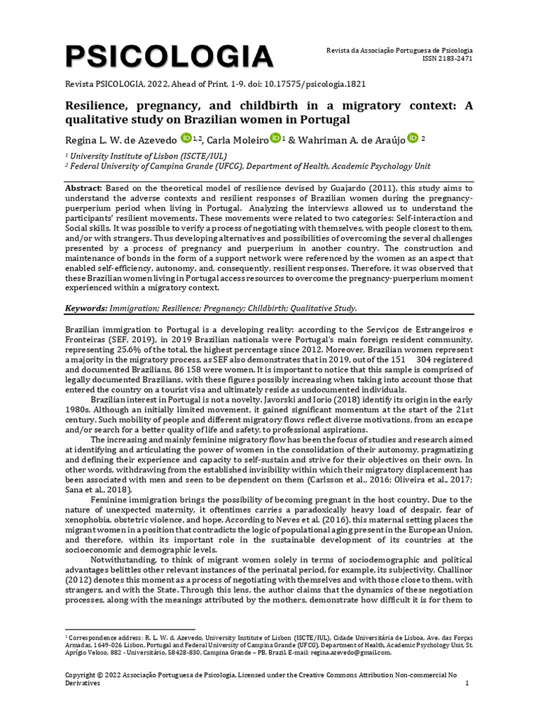 Resilience Pregnancy and Childbirth in A | PDF | Psychological ...