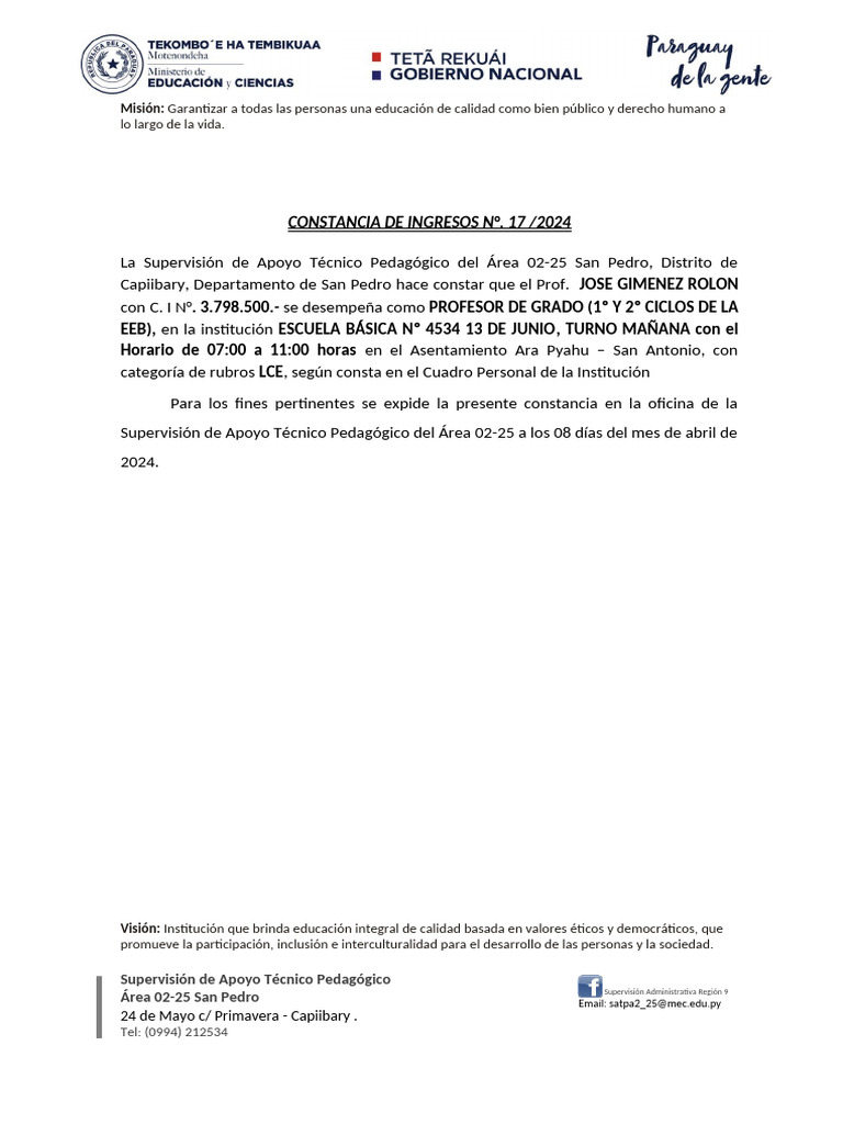Constancia Laboral 100916 | PDF