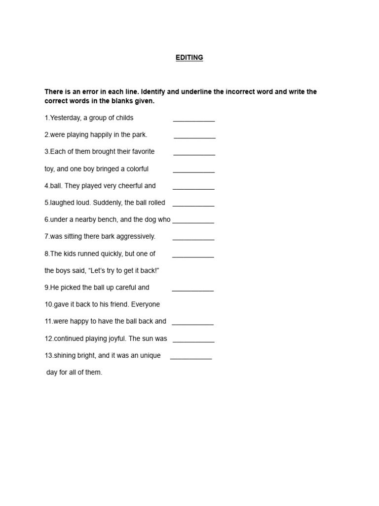 Grammar Error Correction Exercise | PDF