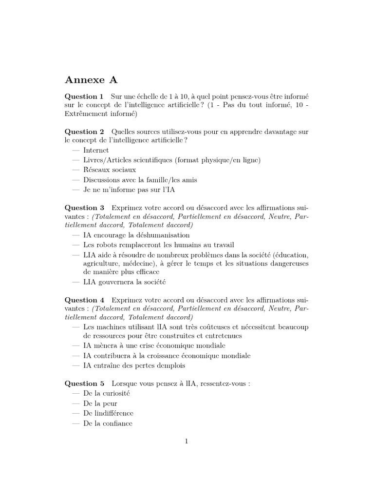 Évaluation des perceptions sur l'IA | PDF | Intelligence artificielle ...