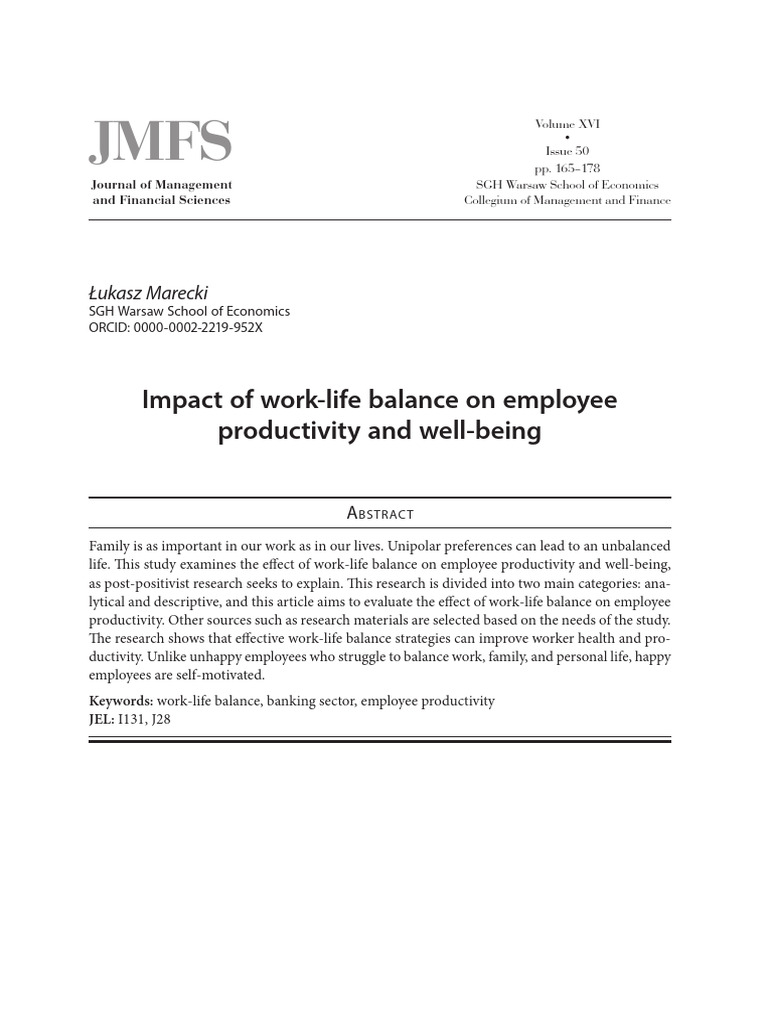 Work-Life Balance's Impact on Productivity | PDF | Work–Life Balance ...