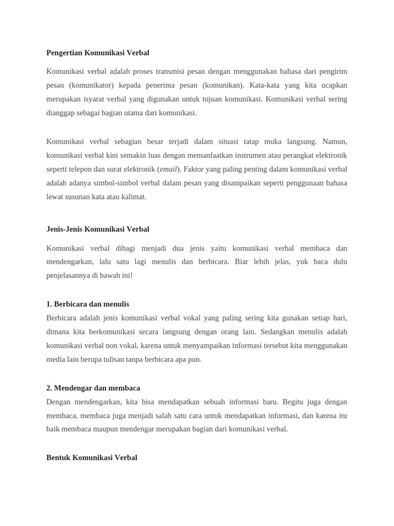 Pengertian Komunikasi Verbal PDF
