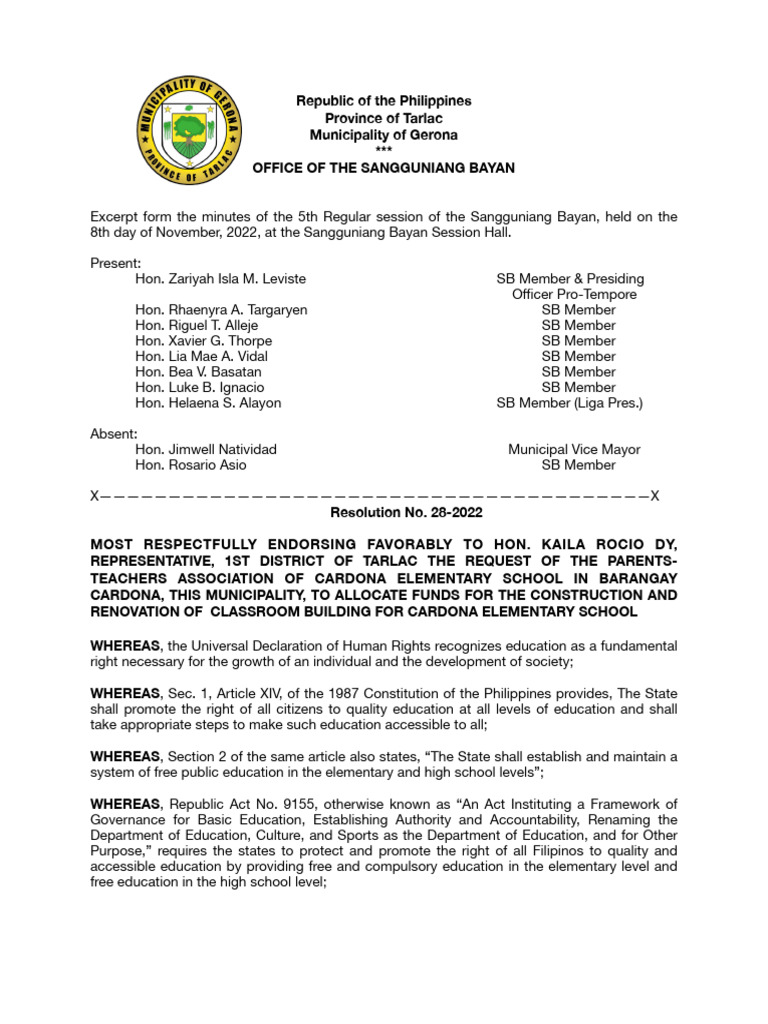 SAMPLE RESOLUTION | PDF | Justice | Crime & Violence