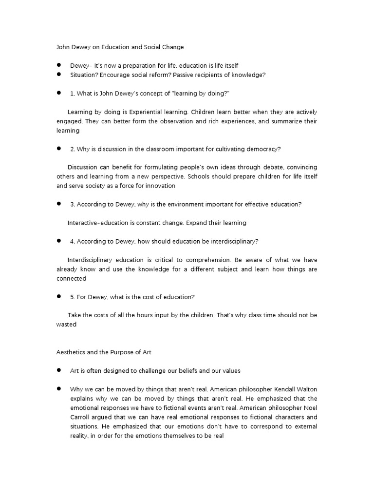 John Dewey On Education and Social Change | PDF | John Dewey | Aesthetics