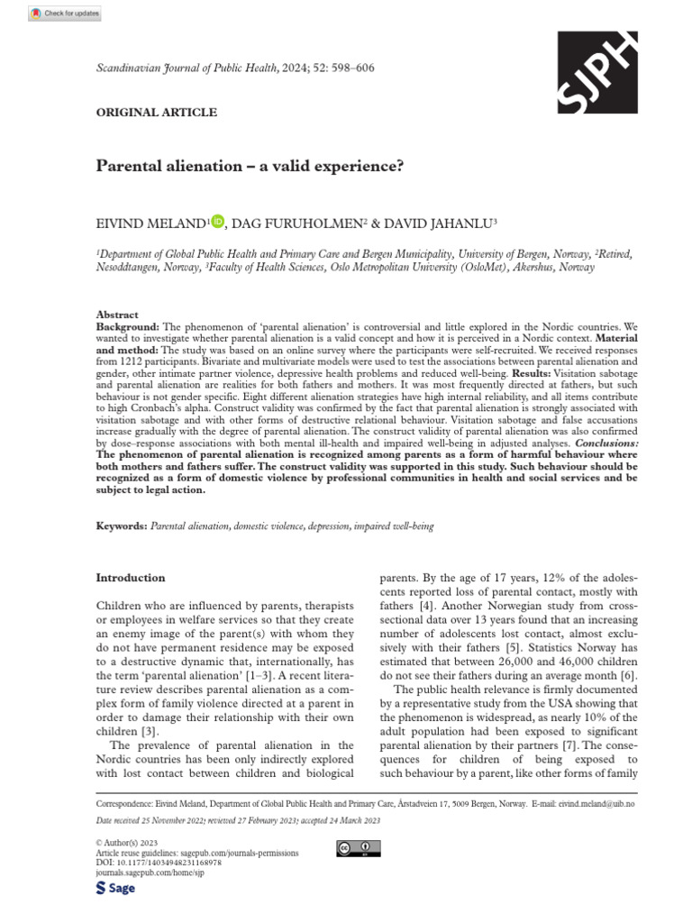 Understanding Parental Alienation in Nordic Context | PDF | Violence ...