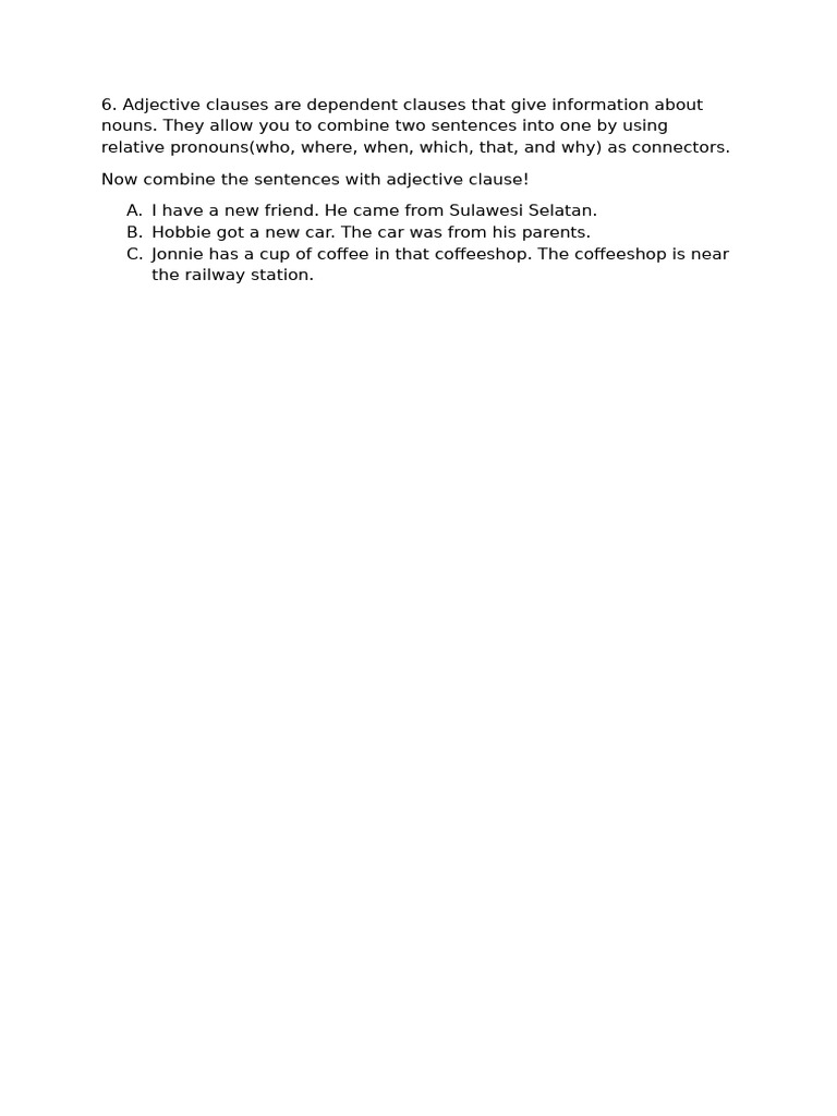 Adjective Clauses for ESL Learners | PDF