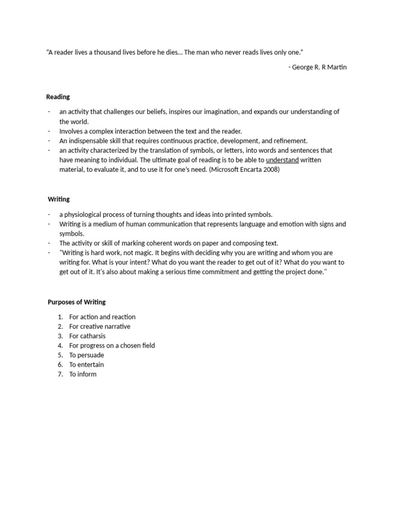Introduction in Reading and Writing | PDF