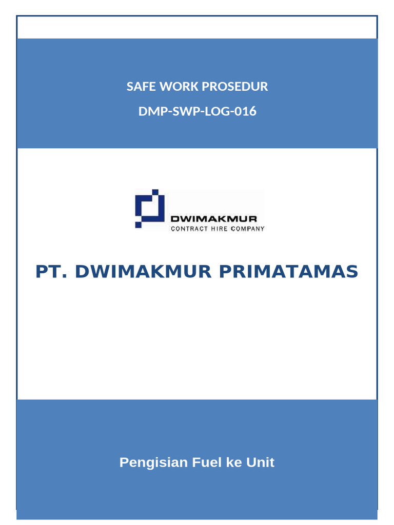 DMP-SWP-LOG-016 Pengisian Fuel Ke Unit | PDF