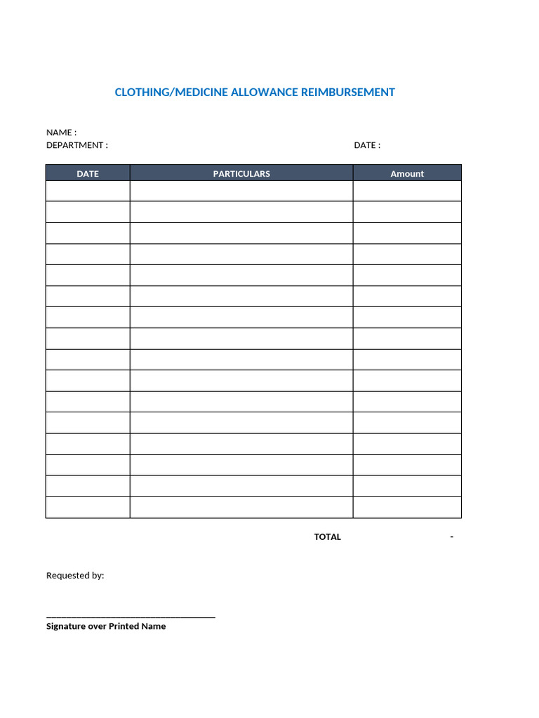Clothing Medicine Allowance Reimbursement Form (2018) | PDF