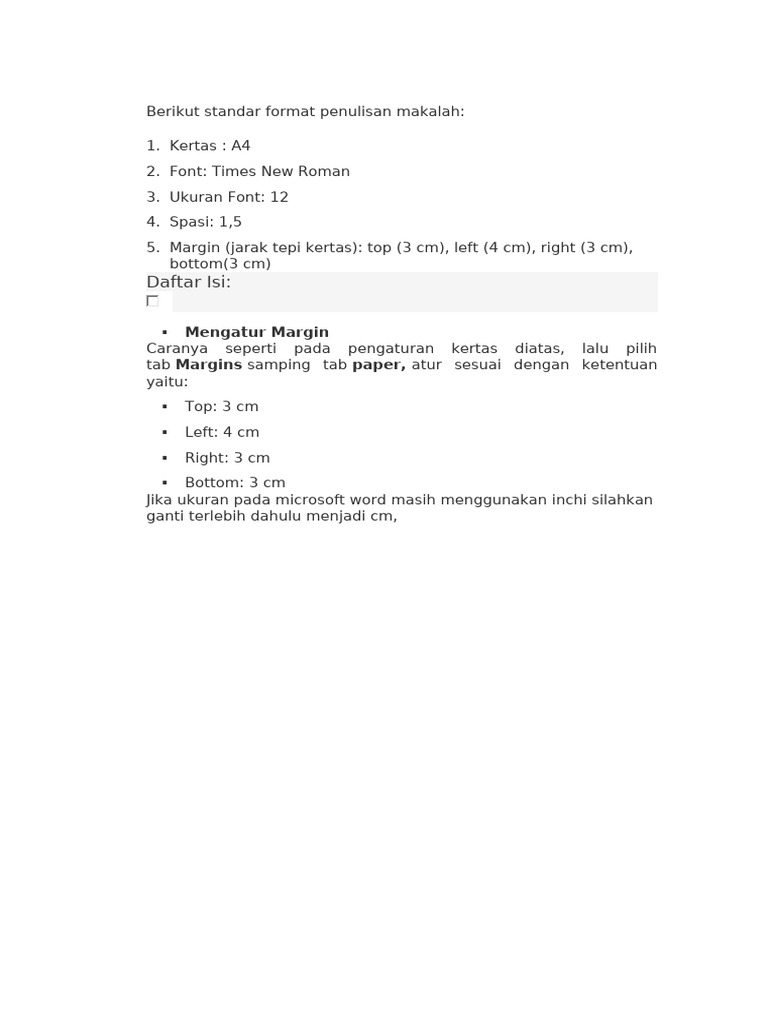 Standar Format Penulisan Makalah | PDF