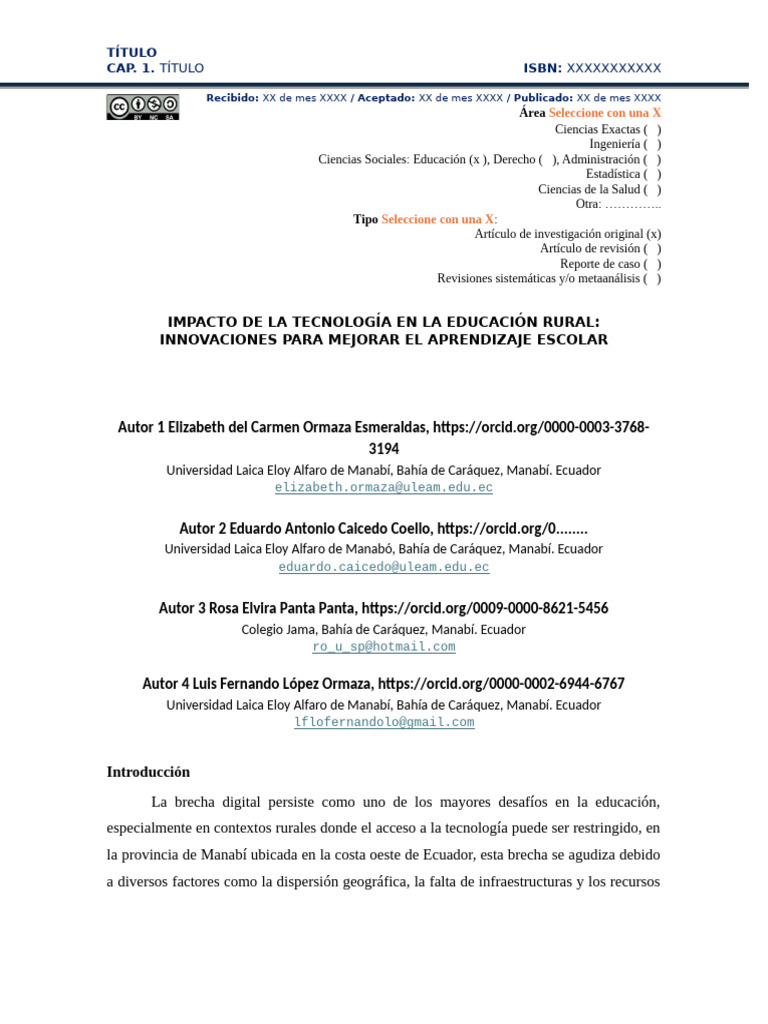 ARTI. Impacto de La Tecnología en La Educación Rural | PDF | Enseñando ...