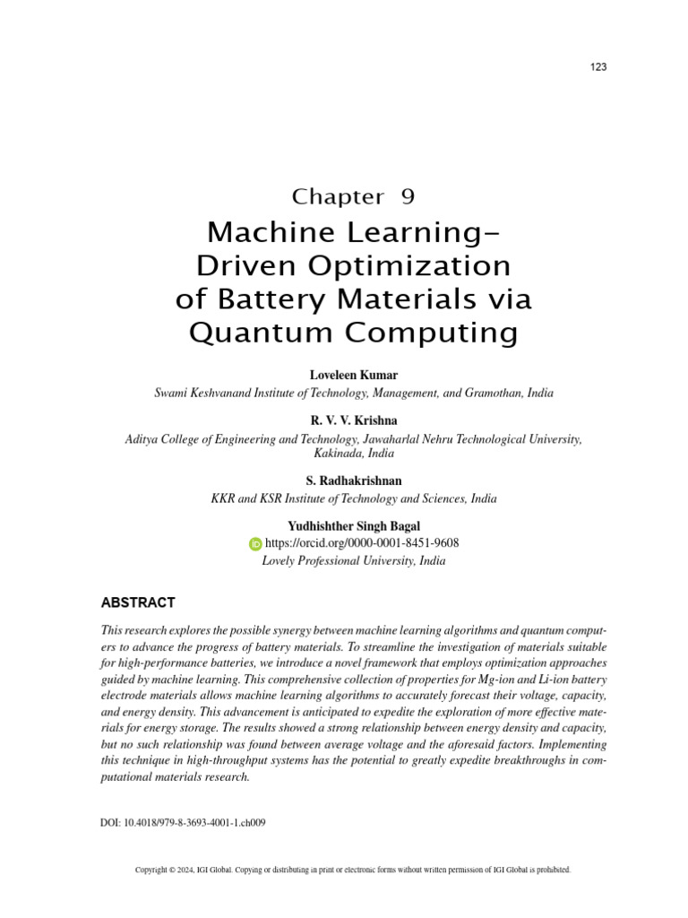 ML and Quantum Computing for Battery Materials | PDF | Machine Learning ...